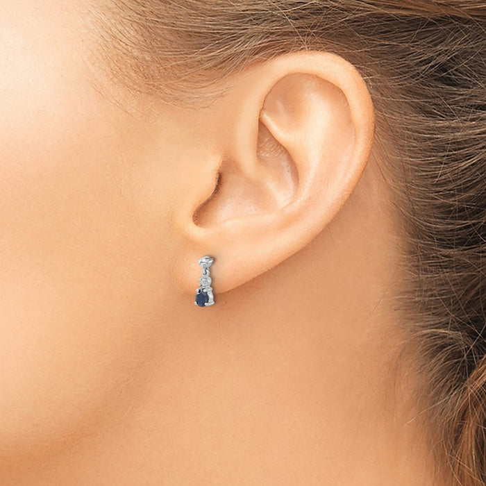 Shop Exclusive 14K White Gold Blue Sapphire & Diamond Drop Earrings - Stylish Value!-3