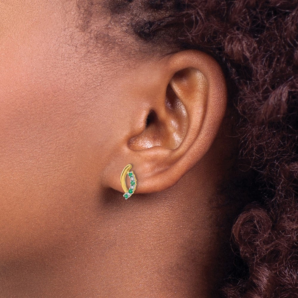 Shop Exclusive 14K Gold Diamond & Emerald Stud Earrings - Stylish Luxury Value