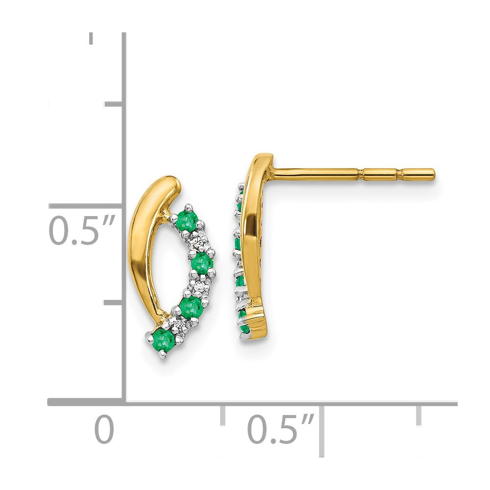 Shop Exclusive 14K Gold Diamond & Emerald Stud Earrings - Stylish Luxury Value