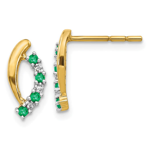 Shop Exclusive 14K Gold Diamond & Emerald Stud Earrings - Stylish Luxury Value