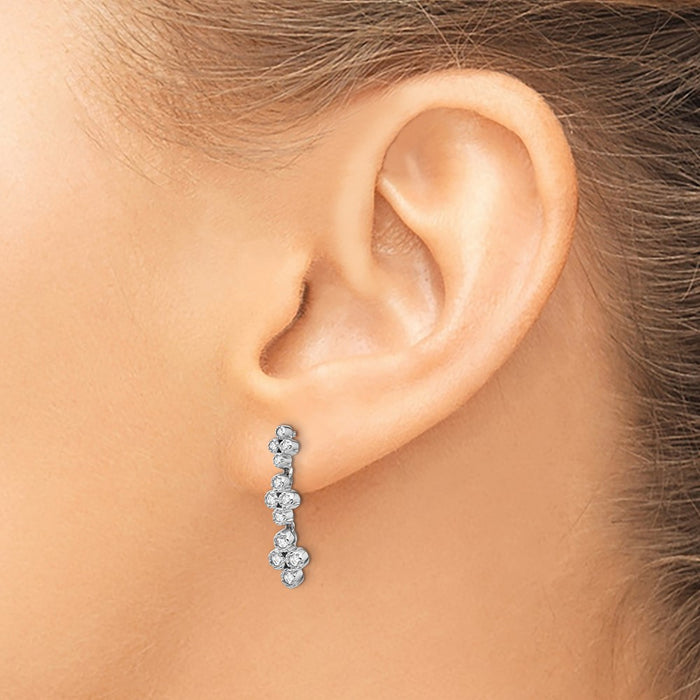 Buy Exclusive 14K White Gold Floral Bloom Dangle Earrings with 3/8 Carat Diamonds-3
