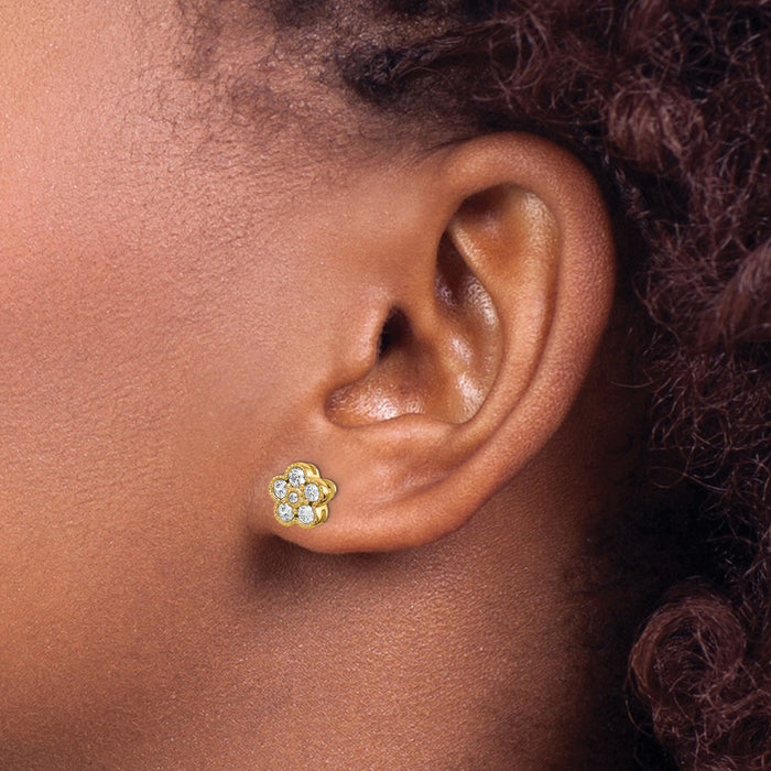 Buy Exclusive 14K Floral Design Lab-Grown Diamond Earrings, 1/2 Carat Value-3