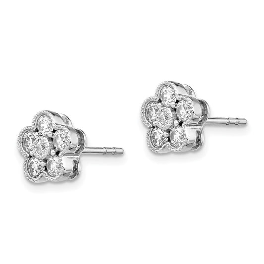 Shop Exclusive 14K White Gold Floral Earrings with 3/4 Carat Lab Diamonds - Stylish Value!