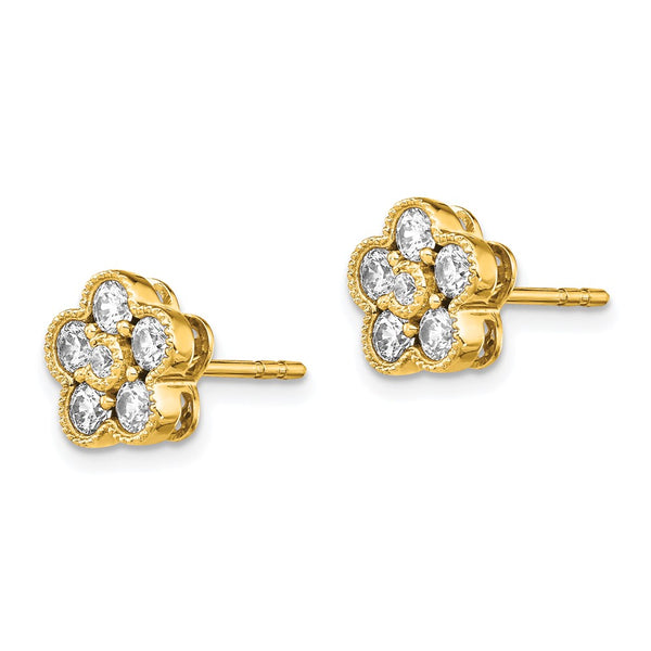 14K Floral Post Earrings with 3/4 Carat VS DEF Lab-Grown Diamonds