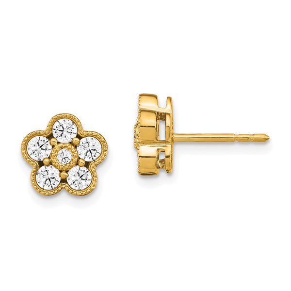 14K Floral Post Earrings with 3/4 Carat VS DEF Lab-Grown Diamonds