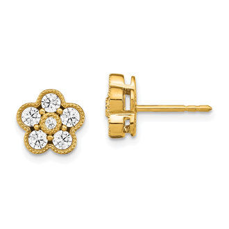 Shop Stylish 14K Floral Post Earrings with 3/4 Carat VS DEF Lab-Grown Diamonds
