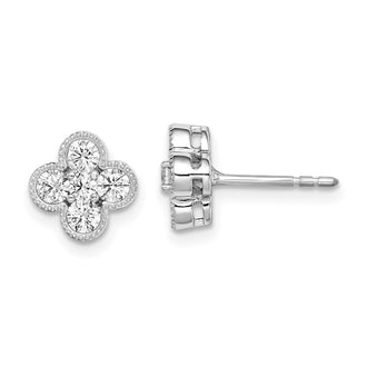 High-Quality 14K White Gold Floral Post Earrings, 3/4 Carat Lab-Grown Diamond - Stylish Value!