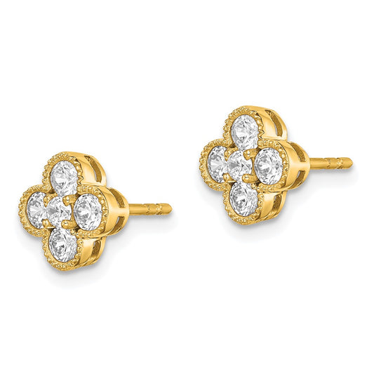 Shop Designer 14K Gold Bloom Floral Post Earrings with 3/4 Carat Lab-Grown Diamond
