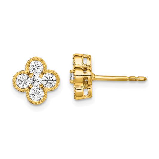 Shop Designer 14K Gold Bloom Floral Post Earrings with 3/4 Carat Lab-Grown Diamond