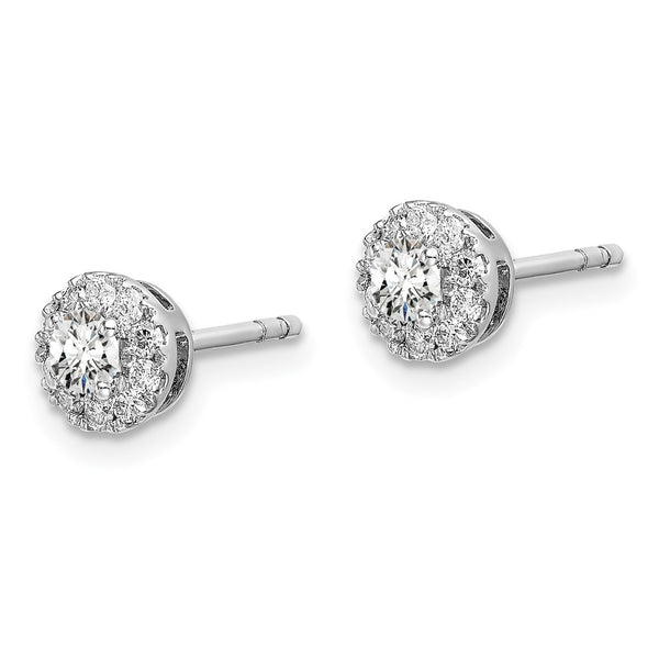 14K White Gold 1/2 Carat Lab-Grown Diamond Halo Earrings - Style GR1-1003364