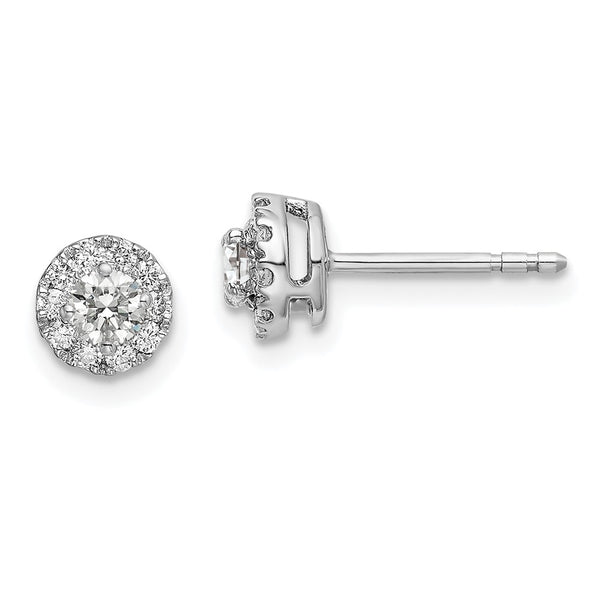 14K White Gold 1/2 Carat Lab-Grown Diamond Halo Earrings - Style GR1-1003364