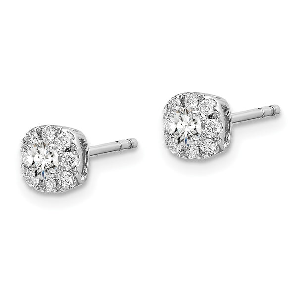 14K White Gold Cushion Halo Earrings with 1/3 Carat Diamond
