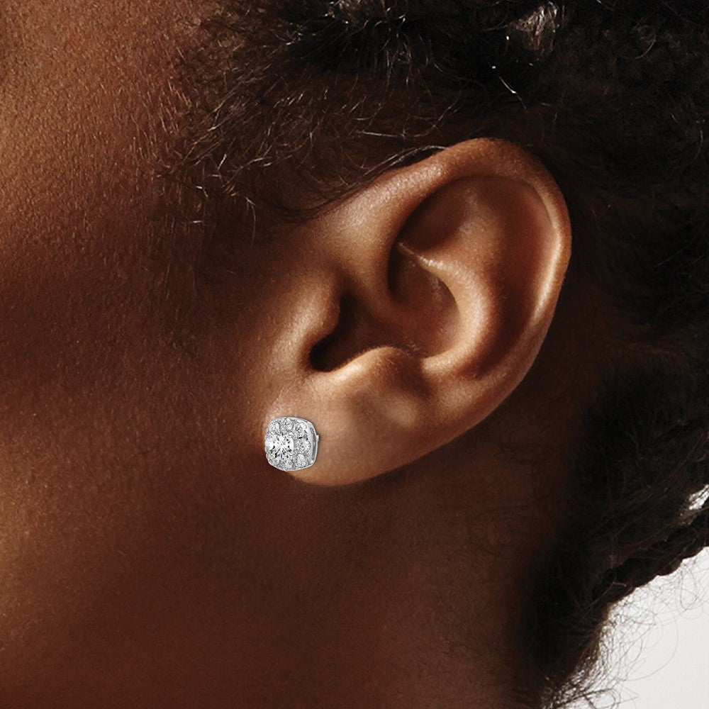 Shop Exclusive 14K White Gold 1 Carat Lab-Grown Diamond Halo Earrings - Stylish Value