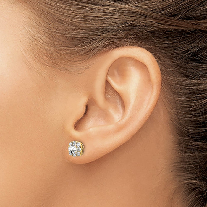 Shop Stylish 14K Gold Cushion Halo Earrings with 1 Carat Lab-Grown Diamond-3