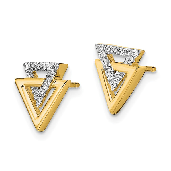 14K Gold Triangle Diamond Stud Earrings