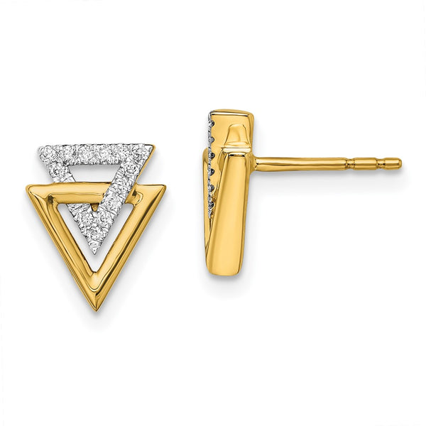 14K Gold Triangle Diamond Stud Earrings