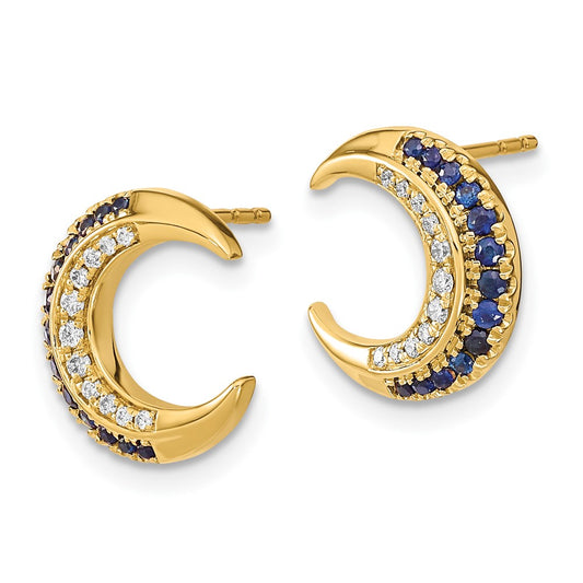 Buy Exclusive 14K Gold Polished Moonstone & Diamond Stud Earrings - Stylish Value