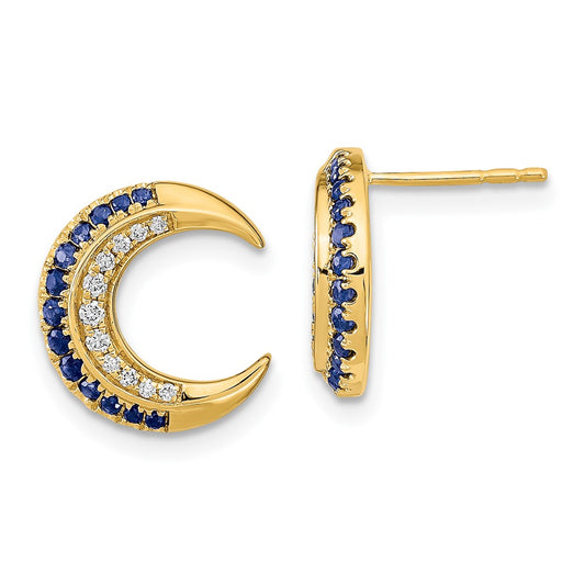 Buy Exclusive 14K Gold Polished Moonstone & Diamond Stud Earrings - Stylish Value
