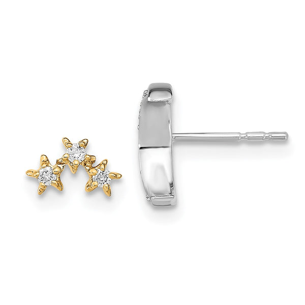 14K Two-Tone Diamond Moon & Star Earrings