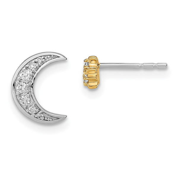 14K Two-Tone Diamond Moon & Star Earrings