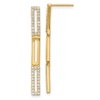 High-Quality 14K Gold Triple Rectangle Link Diamond Stud Earrings - Stylish Value!