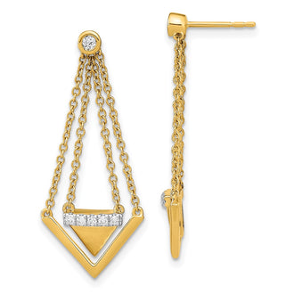 Buy 14K Gold Diamond Triangle Dangle Earrings - Stylish & Exclusive Design
