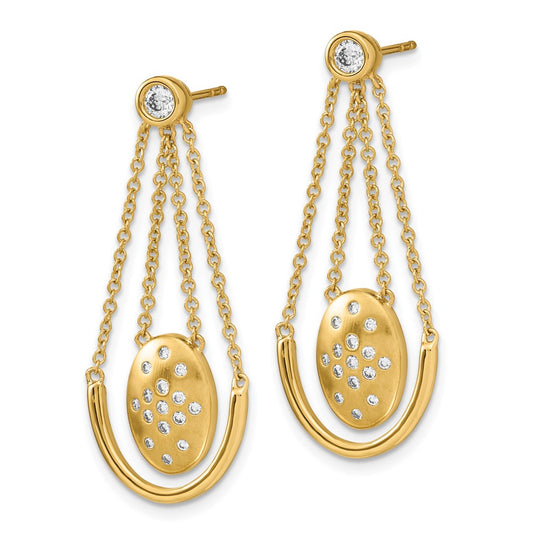 Buy Exclusive 14K Diamond Oval Dangle Earrings - Stylish Satin & Polished Design