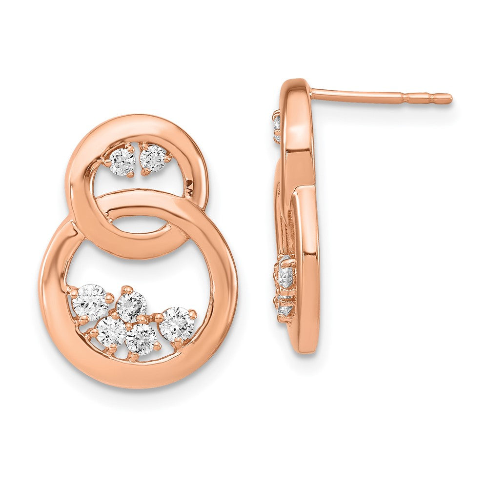 Shop Exclusive 14K Rose Gold Double Circle Diamond Stud Earrings - Stylish Value!