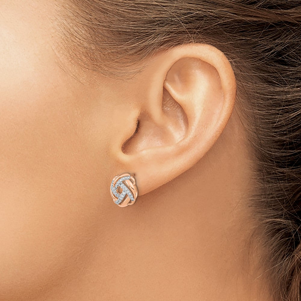 Buy Stylish 14K Rose Gold Love Knot Diamond Stud Earrings - Affordable Luxury!