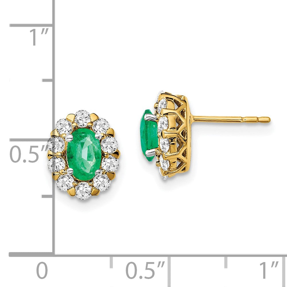 Buy Exclusive 14K Gold Oval Emerald Halo Earrings with 5/8 Carat Lab-Grown Diamonds - Luxury Value!