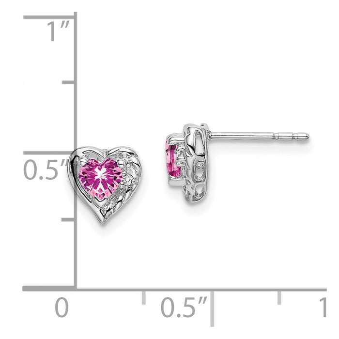Buy Designer 14K White Gold Heart Earrings with Pink Sapphire & Diamonds-2