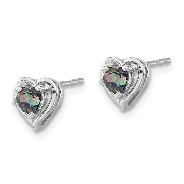 14K White Gold Heart Earrings with Mystic Fire Topaz & Diamonds