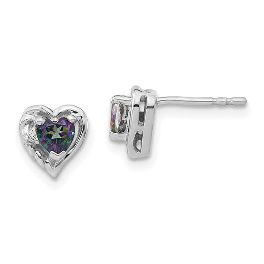 Shop Exclusive 14K White Gold Heart Earrings with Mystic Fire Topaz & Diamonds