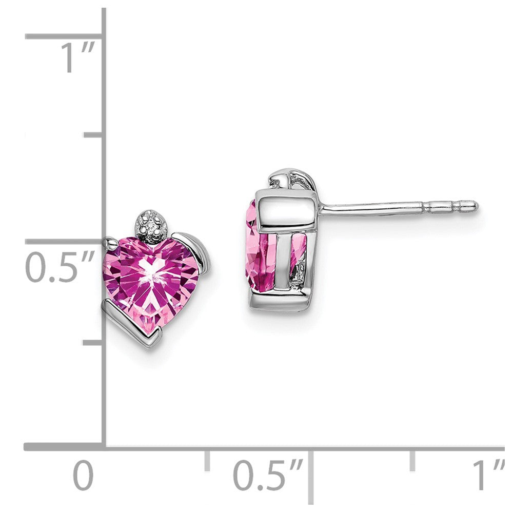 Buy Exclusive 14K White Gold Heart Earrings with Pink Sapphire & Diamonds