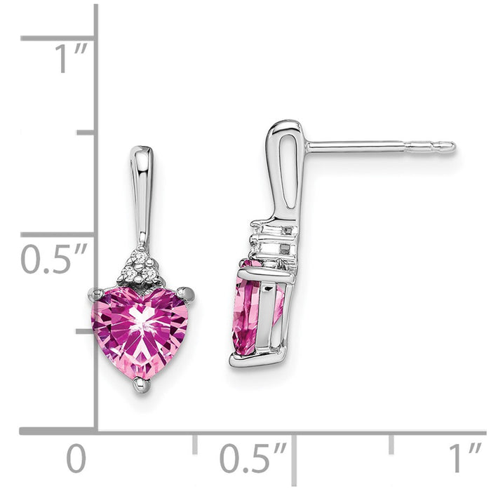 Exclusive 14K White Gold Heart Earrings with Pink Sapphire & Diamond Accents-4