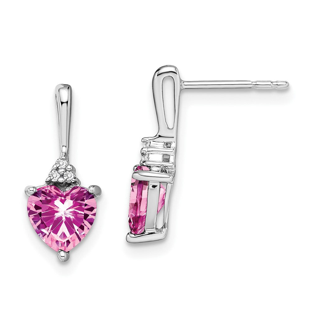 Exclusive 14K White Gold Heart Earrings with Pink Sapphire & Diamond Accents