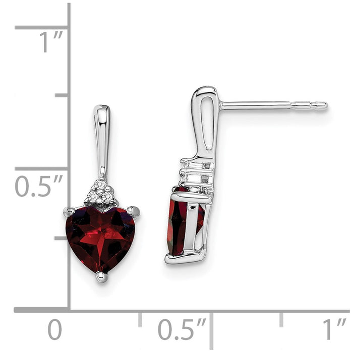 Shop Exclusive 14K White Gold Heart Earrings with Garnet & Diamonds - Stylish Value!-4