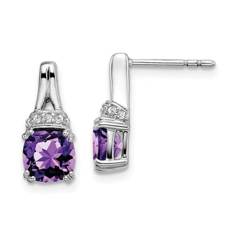 High-Quality 14K White Gold Amethyst & Diamond Earrings - Stylish Value!
