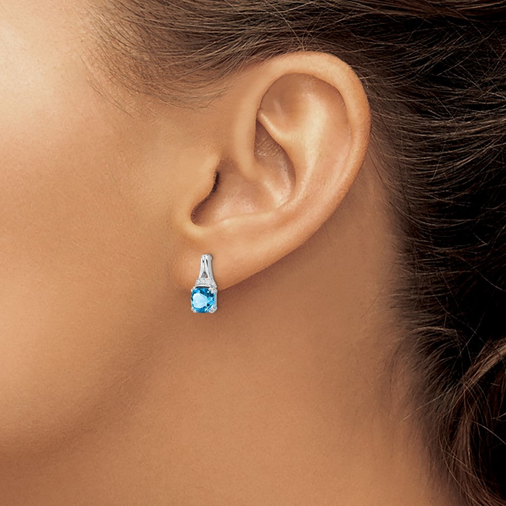 Buy Stylish 14K White Gold Blue Topaz & Diamond Earrings - Luxury Value!