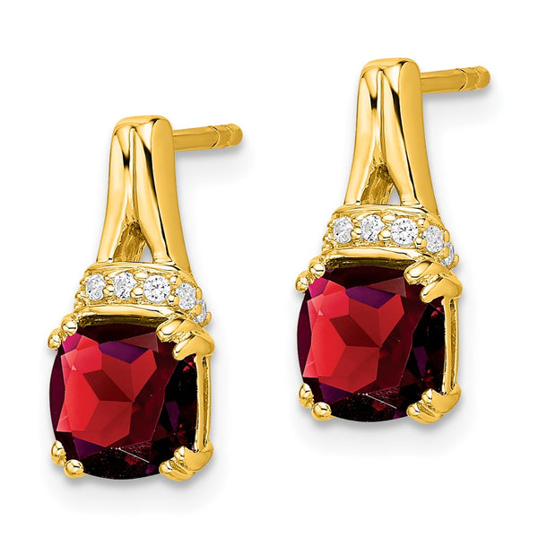 10K Yellow Gold Garnet & Diamond Earrings