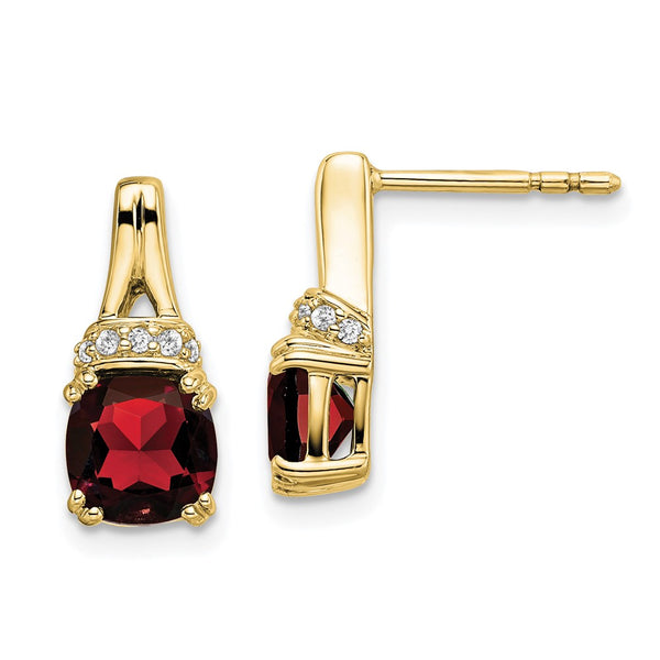 10K Yellow Gold Garnet & Diamond Earrings