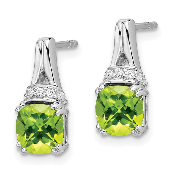 14K White Gold Peridot & Diamond Earrings - Style GR1-1017169