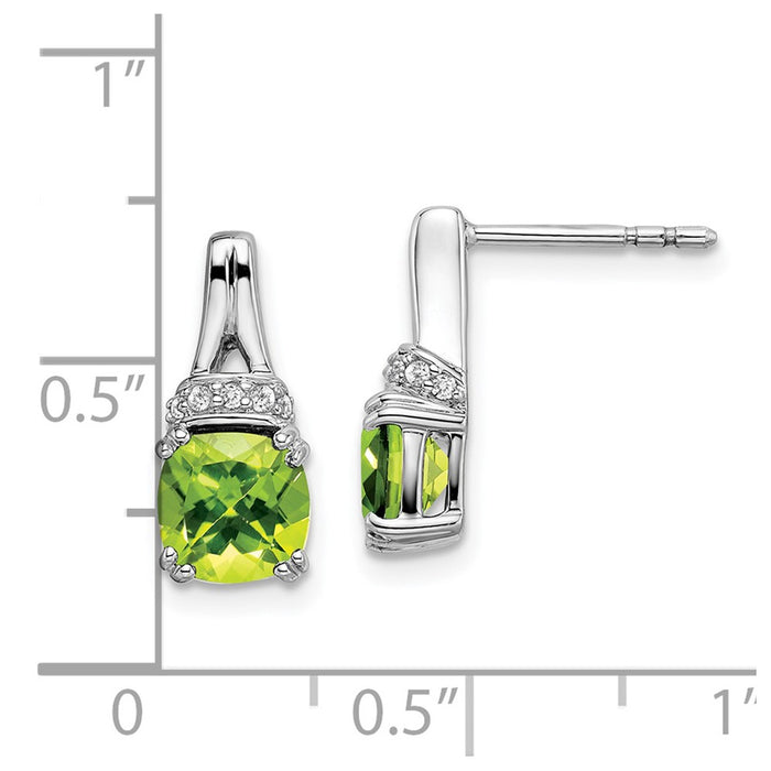 High-Quality 14K White Gold Peridot & Diamond Earrings - Stylish Luxury Value-4