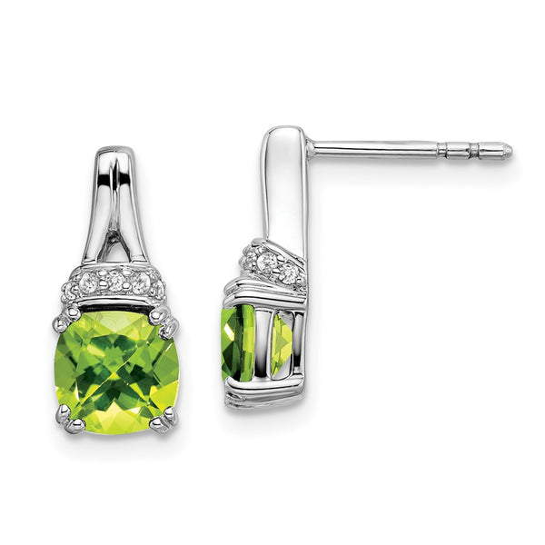 14K White Gold Peridot & Diamond Earrings - Style GR1-1017169