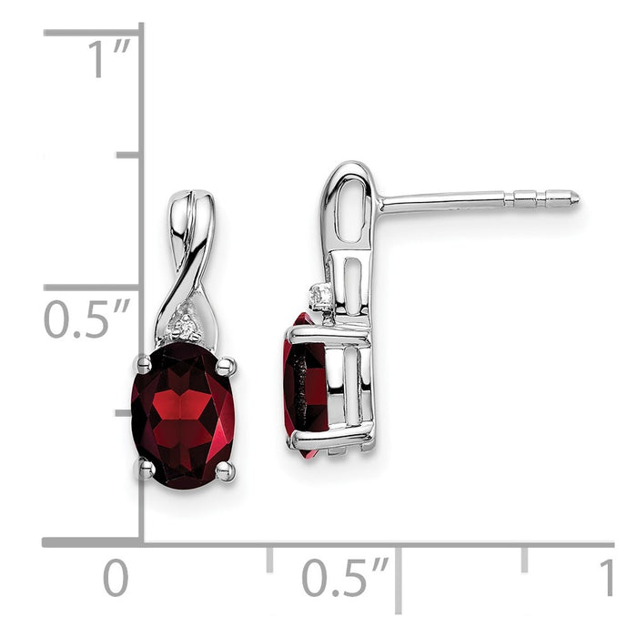 Buy Stylish 14K White Gold Oval Garnet & Diamond Drop Earrings - Luxury Value-4