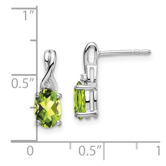 Shop Stylish 14K White Gold Oval Peridot & Diamond Drop Earrings - Luxury Design-4