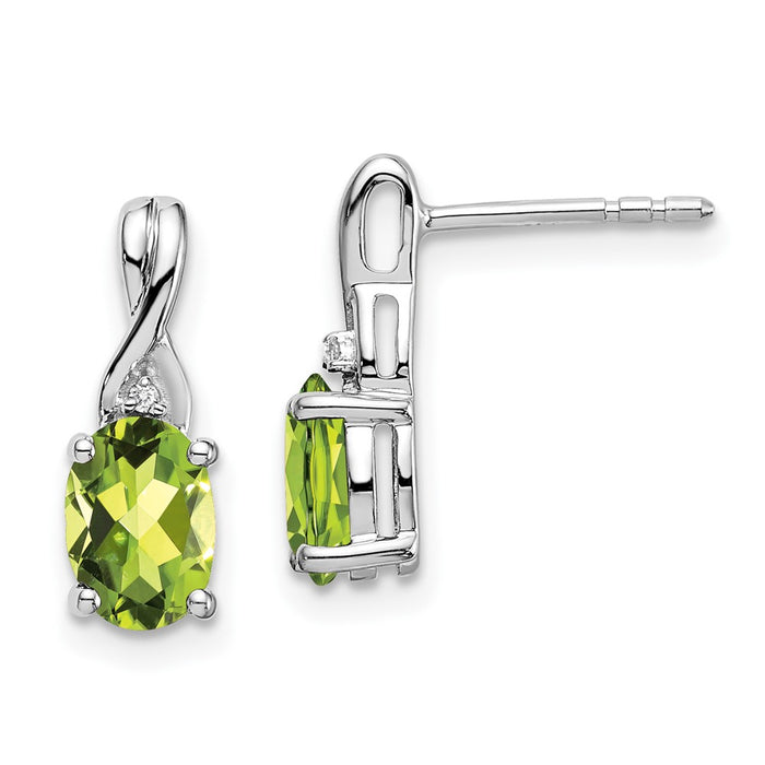 Shop Stylish 14K White Gold Oval Peridot & Diamond Drop Earrings - Luxury Design-1