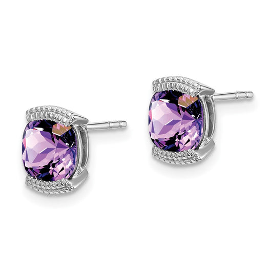 High-Quality 14K White Gold Amethyst Stud Earrings - Stylish & Affordable Value