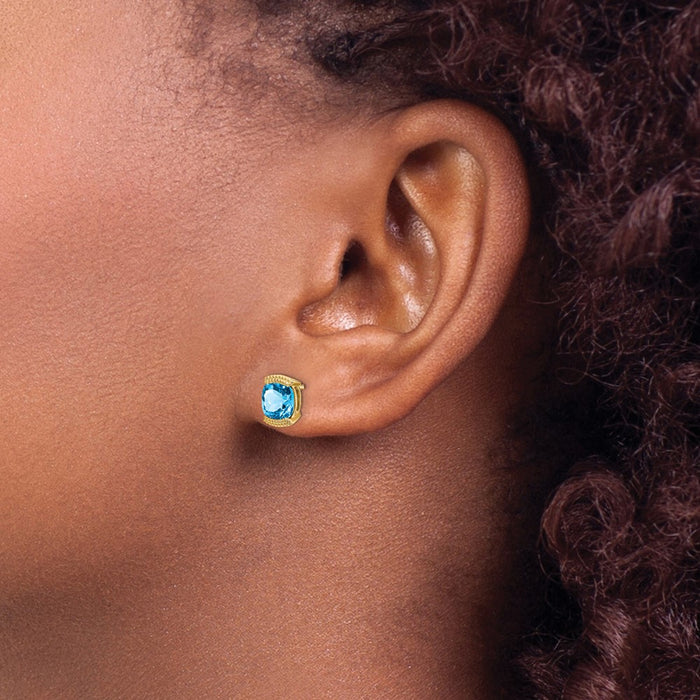 Shop 14K Gold Blue Topaz Stud Earrings | Stylish Design, Great Value!-3