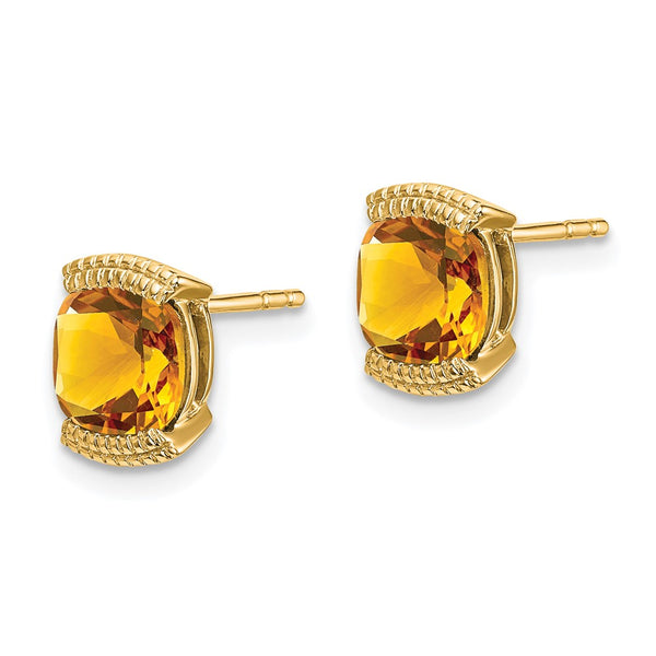 14K Gold Citrine Stud Earrings